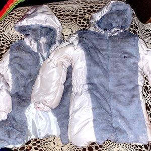 Two white and gray coats